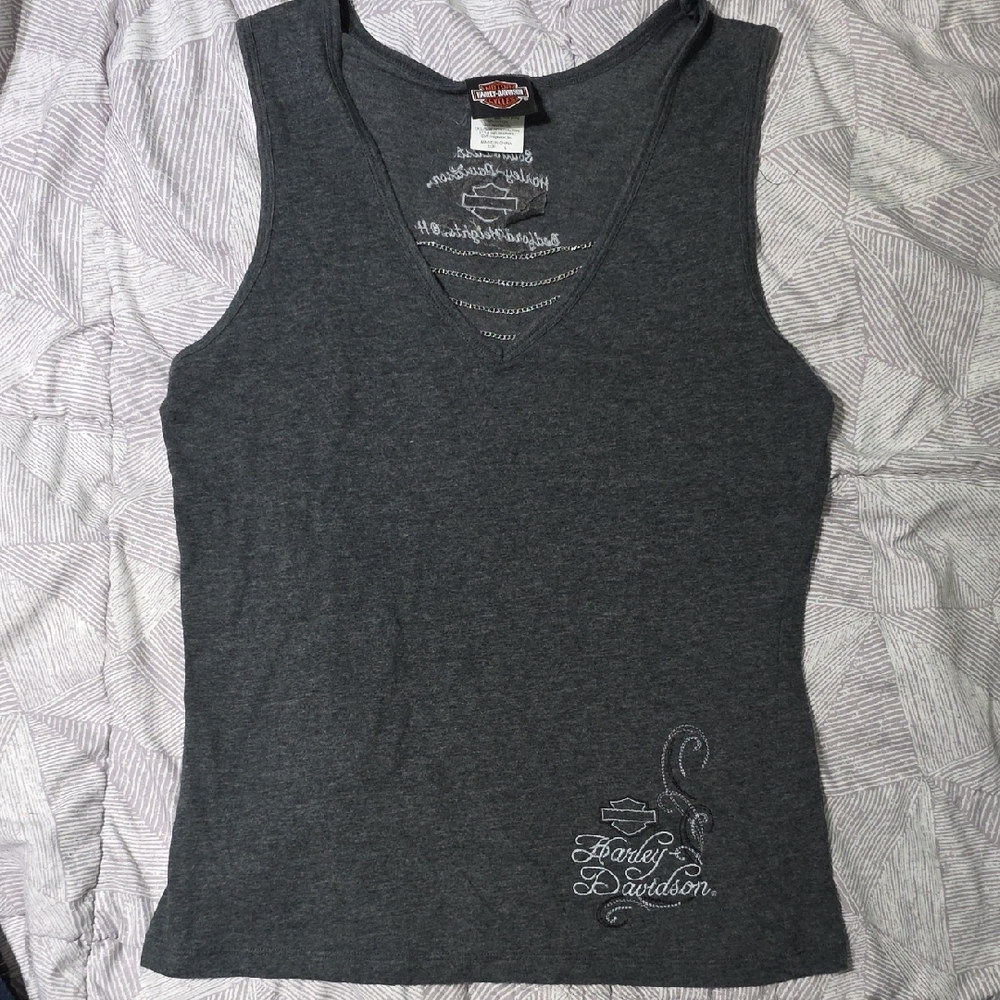 Harley-Davidson Charcoal Sleeveless Top